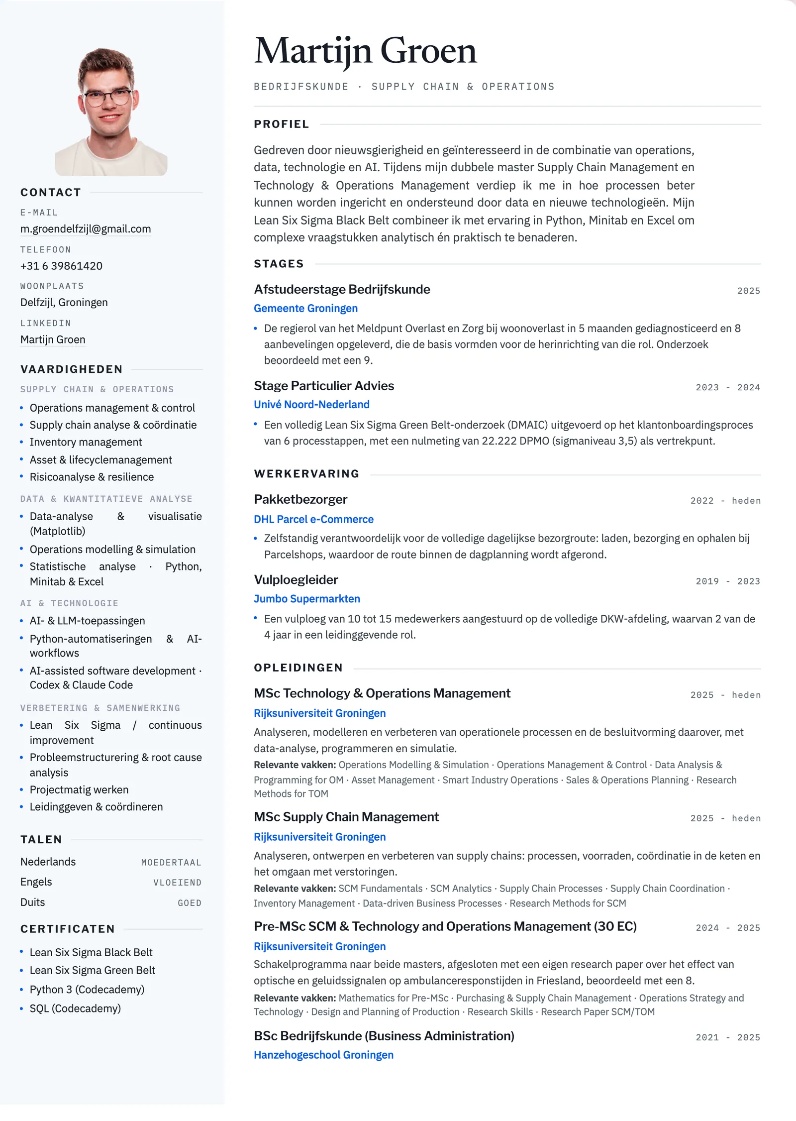 Het cv van Martijn Groen